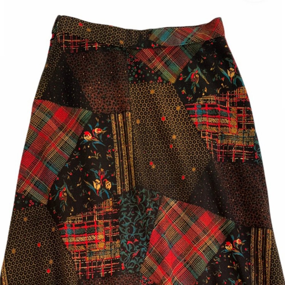 Vintage 70s Boho Patchwork Maxi Skirt - Picture 2 of 8